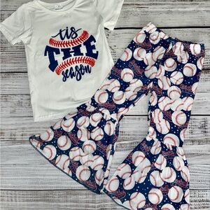 New Girls’ Baseball Bell Bottom/Flare Leg Outfit